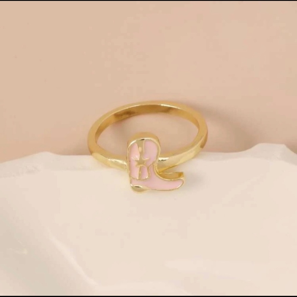 Pink and Gold Cowgirl Boot Ring!
